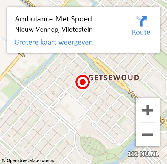 Locatie op kaart van de 112 melding: Ambulance Met Spoed Naar Nieuw-Vennep, Vlietestein op 9 juni 2022 07:36