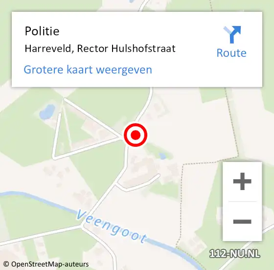 Locatie op kaart van de 112 melding: Politie Harreveld, Rector Hulshofstraat op 9 juni 2022 07:45