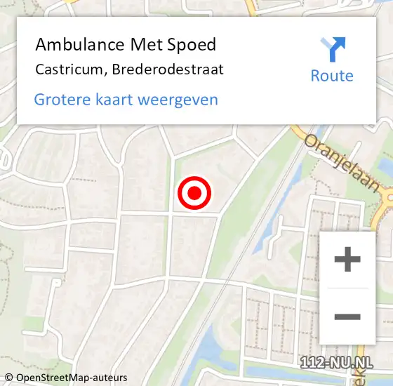 Locatie op kaart van de 112 melding: Ambulance Met Spoed Naar Castricum, Brederodestraat op 9 juni 2022 08:04