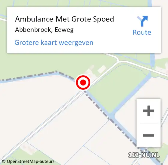 Locatie op kaart van de 112 melding: Ambulance Met Grote Spoed Naar Abbenbroek, Eeweg op 9 juni 2022 08:05