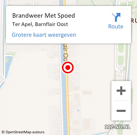 Locatie op kaart van de 112 melding: Brandweer Met Spoed Naar Ter Apel, Barnflair Oost op 9 juni 2022 08:12