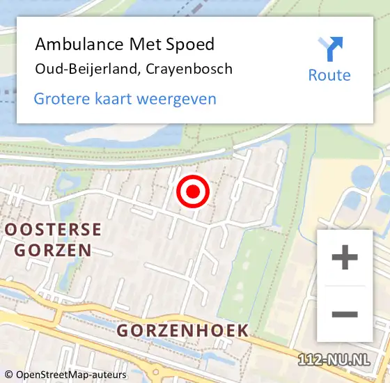 Locatie op kaart van de 112 melding: Ambulance Met Spoed Naar Oud-Beijerland, Crayenbosch op 9 juni 2022 08:32