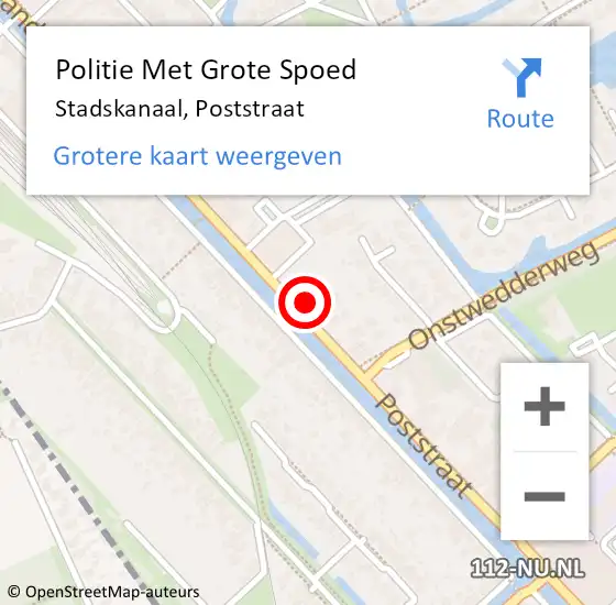 Locatie op kaart van de 112 melding: Politie Met Grote Spoed Naar Stadskanaal, Poststraat op 9 juni 2022 08:42
