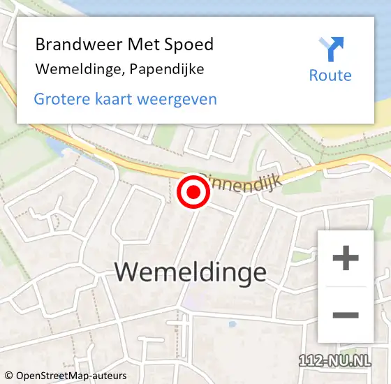 Locatie op kaart van de 112 melding: Brandweer Met Spoed Naar Wemeldinge, Papendijke op 9 juni 2022 08:49