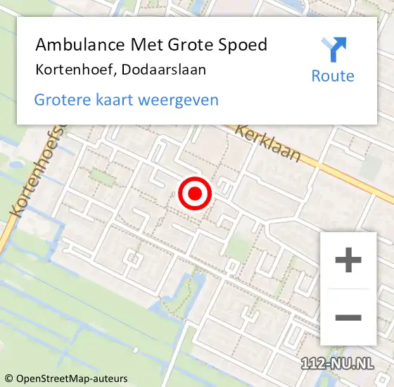 Locatie op kaart van de 112 melding: Ambulance Met Grote Spoed Naar Kortenhoef, Dodaarslaan op 19 juli 2014 16:32