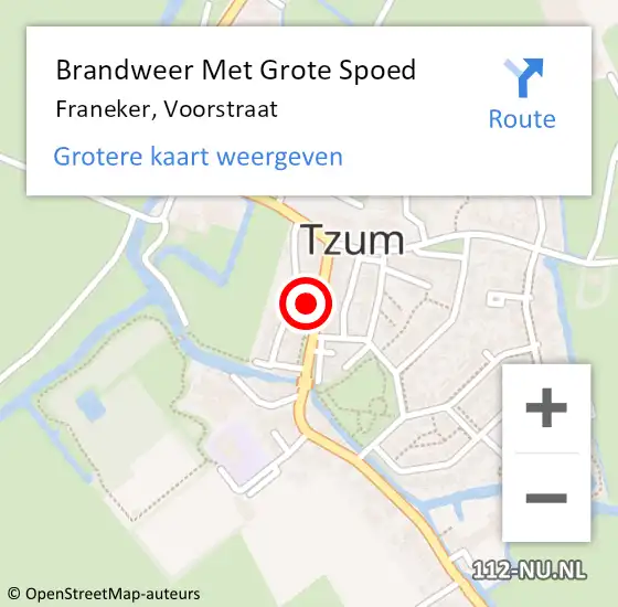 Locatie op kaart van de 112 melding: Brandweer Met Grote Spoed Naar Franeker, Voorstraat op 9 juni 2022 08:56