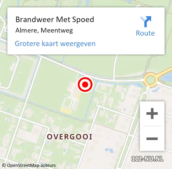 Locatie op kaart van de 112 melding: Brandweer Met Spoed Naar Almere, Meentweg op 9 juni 2022 09:07