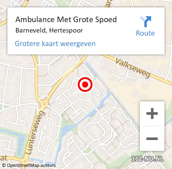 Locatie op kaart van de 112 melding: Ambulance Met Grote Spoed Naar Barneveld, Hertespoor op 9 juni 2022 09:10