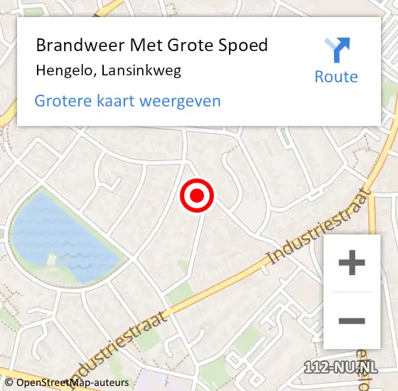 Locatie op kaart van de 112 melding: Brandweer Met Grote Spoed Naar Hengelo, Lansinkweg op 9 juni 2022 09:21