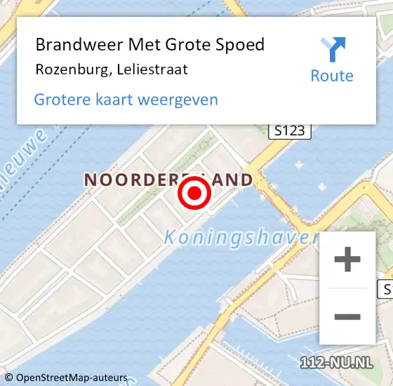 Locatie op kaart van de 112 melding: Brandweer Met Grote Spoed Naar Rozenburg, Leliestraat op 9 juni 2022 09:37