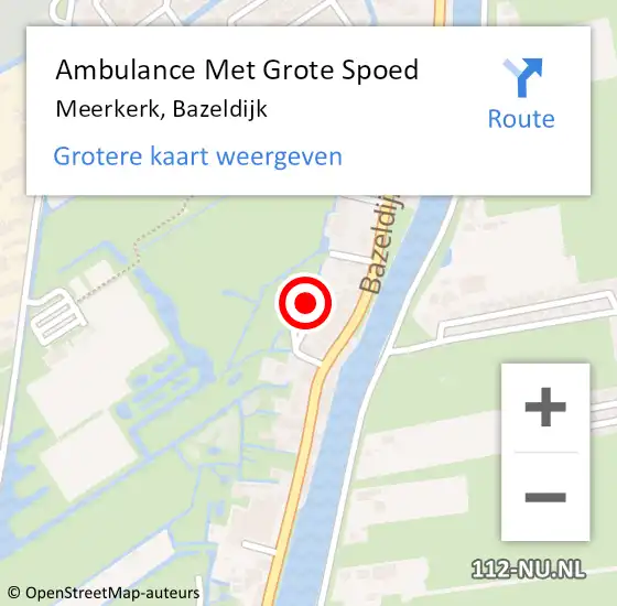 Locatie op kaart van de 112 melding: Ambulance Met Grote Spoed Naar Meerkerk, Bazeldijk op 9 juni 2022 09:38