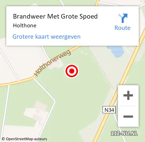 Locatie op kaart van de 112 melding: Brandweer Met Grote Spoed Naar Holthone op 9 juni 2022 09:44