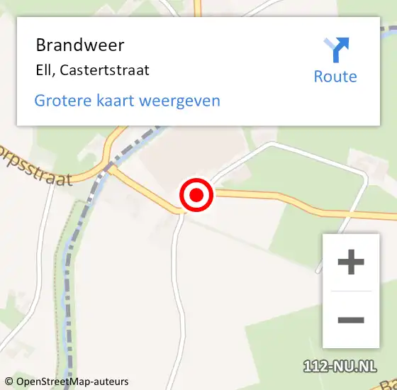 Locatie op kaart van de 112 melding: Brandweer Ell, Castertstraat op 19 juli 2014 16:38