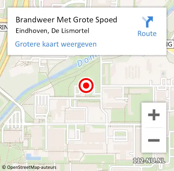 Locatie op kaart van de 112 melding: Brandweer Met Grote Spoed Naar Eindhoven, De Lismortel op 9 juni 2022 10:16