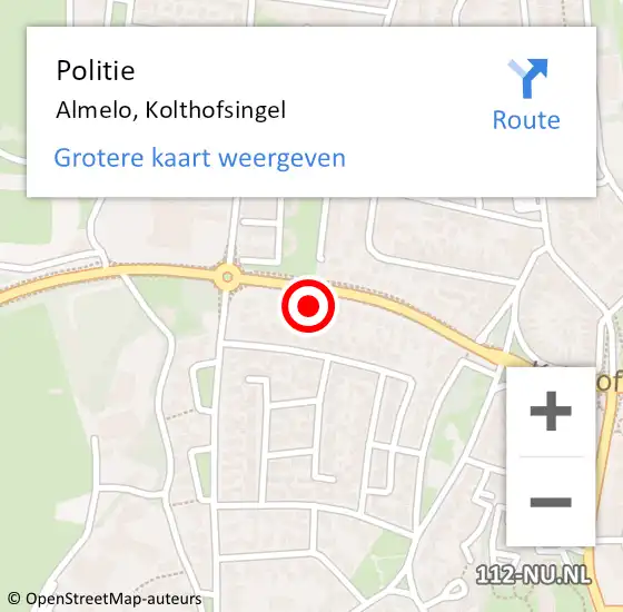 Locatie op kaart van de 112 melding: Politie Almelo, Kolthofsingel op 9 juni 2022 10:21