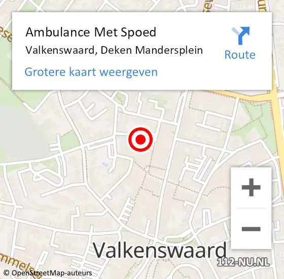 Locatie op kaart van de 112 melding: Ambulance Met Spoed Naar Valkenswaard, Deken Mandersplein op 19 juli 2014 16:39