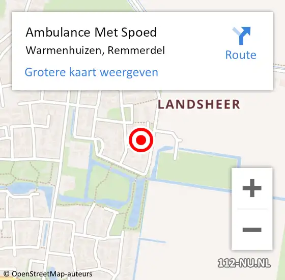 Locatie op kaart van de 112 melding: Ambulance Met Spoed Naar Warmenhuizen, Remmerdel op 9 juni 2022 10:27