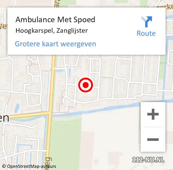 Locatie op kaart van de 112 melding: Ambulance Met Spoed Naar Hoogkarspel, Zanglijster op 9 juni 2022 10:37