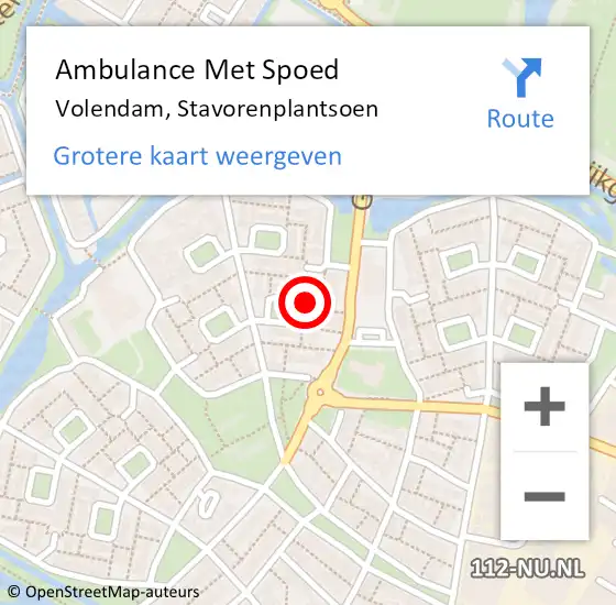 Locatie op kaart van de 112 melding: Ambulance Met Spoed Naar Volendam, Stavorenplantsoen op 9 juni 2022 10:47