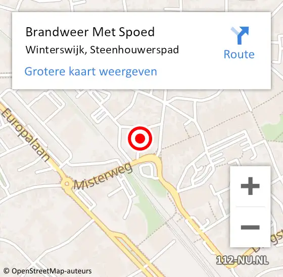 Locatie op kaart van de 112 melding: Brandweer Met Spoed Naar Winterswijk, Steenhouwerspad op 9 juni 2022 10:53