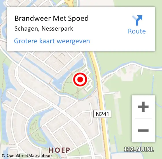 Locatie op kaart van de 112 melding: Brandweer Met Spoed Naar Schagen, Nesserpark op 9 juni 2022 10:59