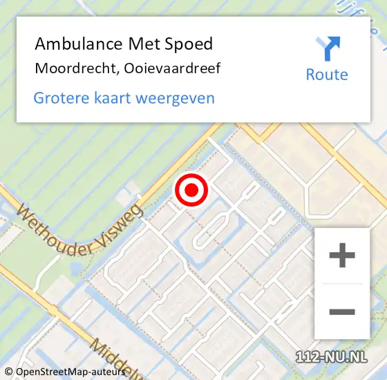 Locatie op kaart van de 112 melding: Ambulance Met Spoed Naar Moordrecht, Ooievaardreef op 9 juni 2022 11:00