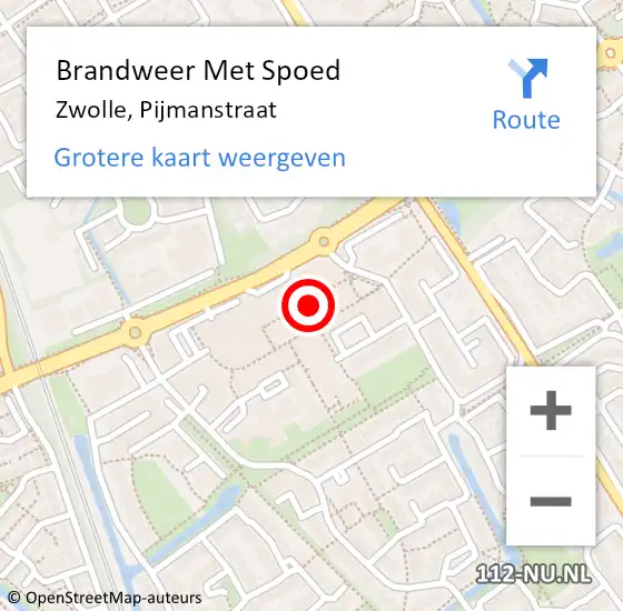 Locatie op kaart van de 112 melding: Brandweer Met Spoed Naar Zwolle, Pijmanstraat op 9 juni 2022 11:07