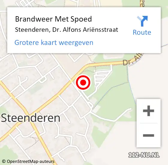 Locatie op kaart van de 112 melding: Brandweer Met Spoed Naar Steenderen, Dr. Alfons Ariënsstraat op 9 juni 2022 11:12