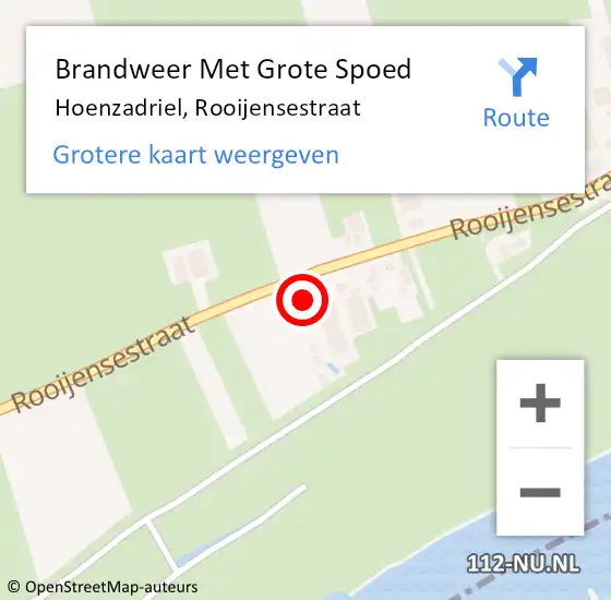 Locatie op kaart van de 112 melding: Brandweer Met Grote Spoed Naar Hoenzadriel, Rooijensestraat op 9 juni 2022 11:29