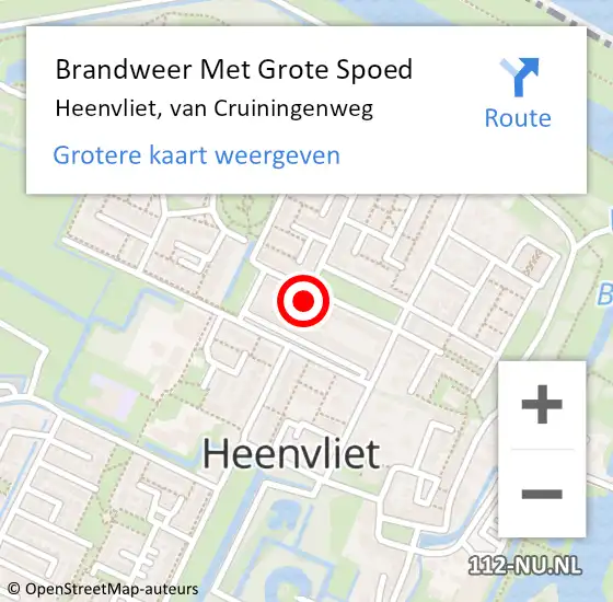 Locatie op kaart van de 112 melding: Brandweer Met Grote Spoed Naar Heenvliet, van Cruiningenweg op 9 juni 2022 11:36