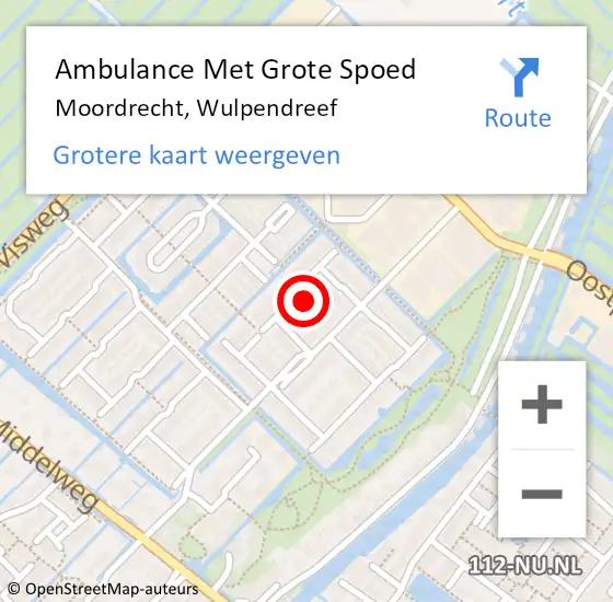 Locatie op kaart van de 112 melding: Ambulance Met Grote Spoed Naar Moordrecht, Wulpendreef op 9 juni 2022 11:37