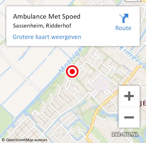 Locatie op kaart van de 112 melding: Ambulance Met Spoed Naar Sassenheim, Ridderhof op 9 juni 2022 11:44