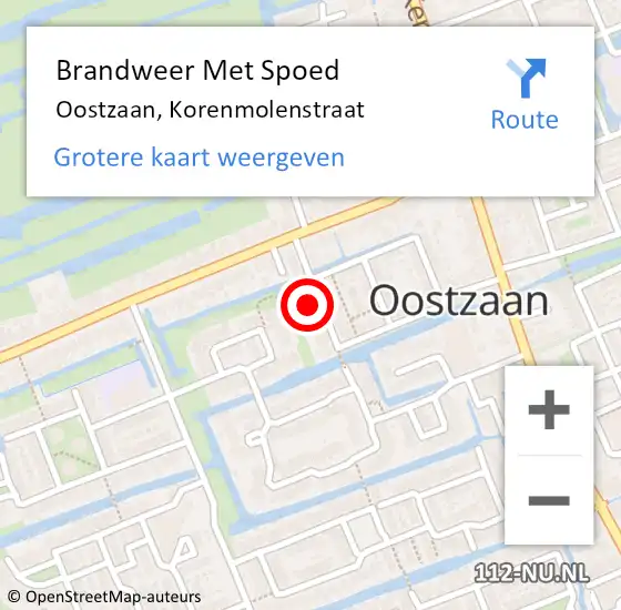 Locatie op kaart van de 112 melding: Brandweer Met Spoed Naar Oostzaan, Korenmolenstraat op 9 juni 2022 11:46