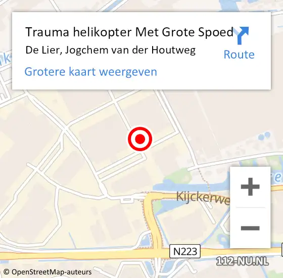 Locatie op kaart van de 112 melding: Trauma helikopter Met Grote Spoed Naar De Lier, Jogchem van der Houtweg op 9 juni 2022 12:15