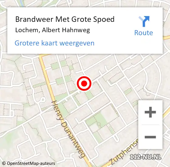 Locatie op kaart van de 112 melding: Brandweer Met Grote Spoed Naar Lochem, Albert Hahnweg op 9 juni 2022 12:16