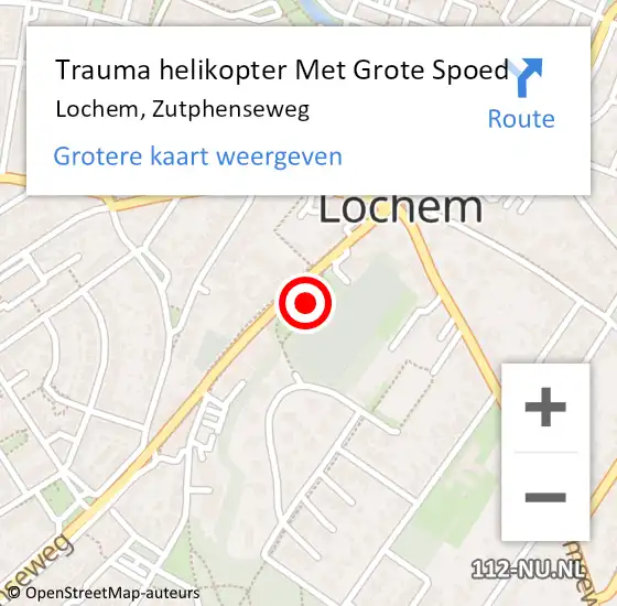 Locatie op kaart van de 112 melding: Trauma helikopter Met Grote Spoed Naar Lochem, Zutphenseweg op 9 juni 2022 12:24