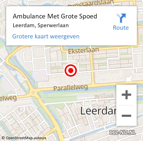 Locatie op kaart van de 112 melding: Ambulance Met Grote Spoed Naar Leerdam, Sperwerlaan op 9 juni 2022 12:26