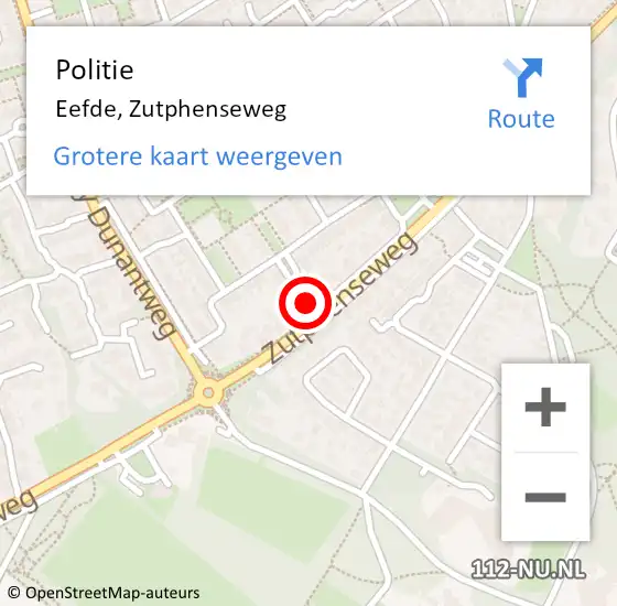 Locatie op kaart van de 112 melding: Politie Eefde, Zutphenseweg op 9 juni 2022 12:28
