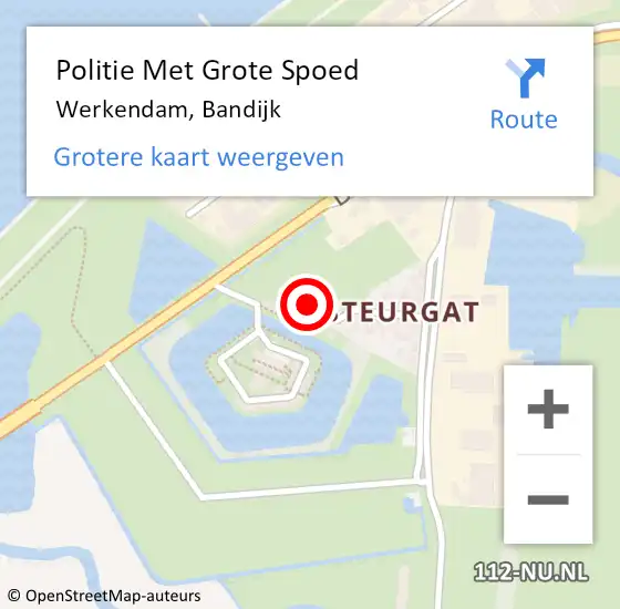 Locatie op kaart van de 112 melding: Politie Met Grote Spoed Naar Werkendam, Bandijk op 9 juni 2022 12:30