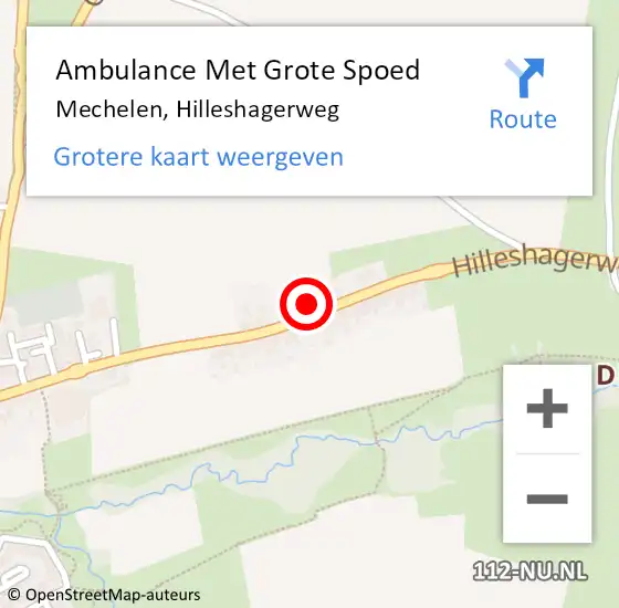 Locatie op kaart van de 112 melding: Ambulance Met Grote Spoed Naar Mechelen, Hilleshagerweg op 19 juli 2014 16:51