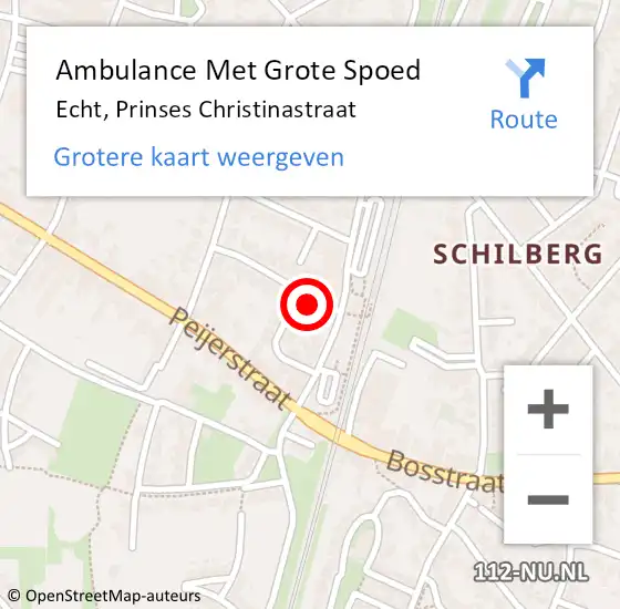 Locatie op kaart van de 112 melding: Ambulance Met Grote Spoed Naar Echt, Prinses Christinastraat op 9 juni 2022 12:59