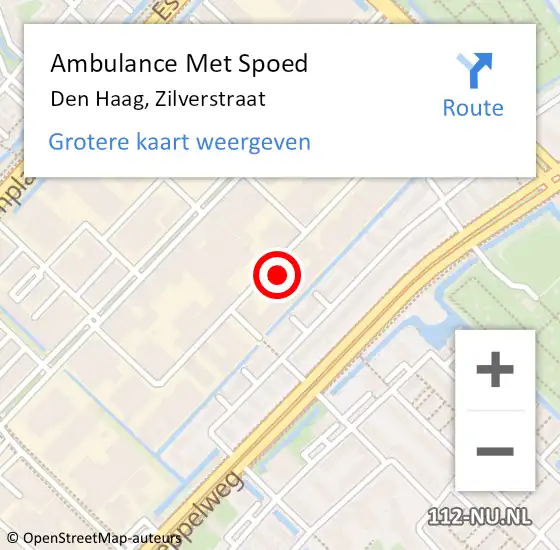 Locatie op kaart van de 112 melding: Ambulance Met Spoed Naar Den Haag, Zilverstraat op 9 juni 2022 13:00