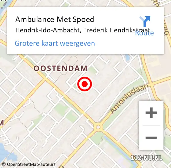 Locatie op kaart van de 112 melding: Ambulance Met Spoed Naar Hendrik-Ido-Ambacht, Frederik Hendrikstraat op 9 juni 2022 13:02