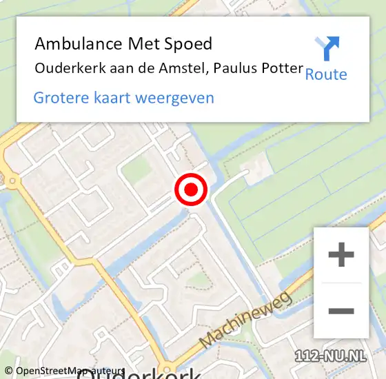 Locatie op kaart van de 112 melding: Ambulance Met Spoed Naar Ouderkerk aan de Amstel, Paulus Potter op 9 juni 2022 13:05