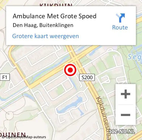 Locatie op kaart van de 112 melding: Ambulance Met Grote Spoed Naar Den Haag, Buitenklingen op 9 juni 2022 13:17