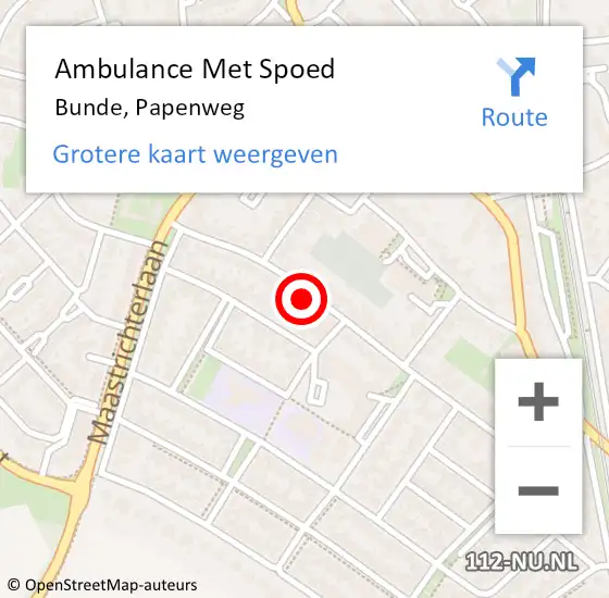 Locatie op kaart van de 112 melding: Ambulance Met Spoed Naar Bunde, Papenweg op 19 juli 2014 16:54