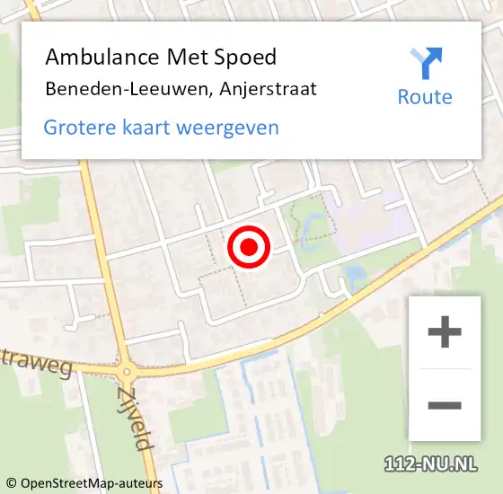 Locatie op kaart van de 112 melding: Ambulance Met Spoed Naar Beneden-Leeuwen, Anjerstraat op 9 juni 2022 13:27