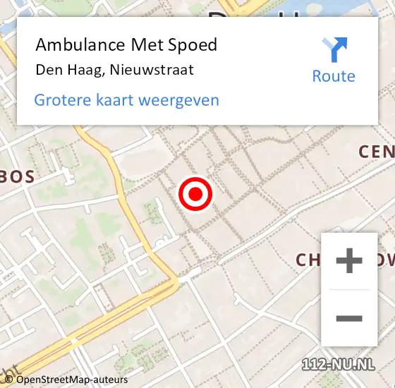 Locatie op kaart van de 112 melding: Ambulance Met Spoed Naar Den Haag, Nieuwstraat op 9 juni 2022 13:58