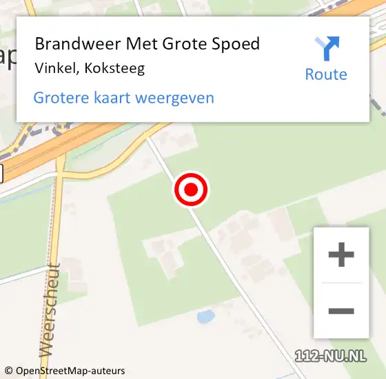 Locatie op kaart van de 112 melding: Brandweer Met Grote Spoed Naar Vinkel, Koksteeg op 9 juni 2022 14:11