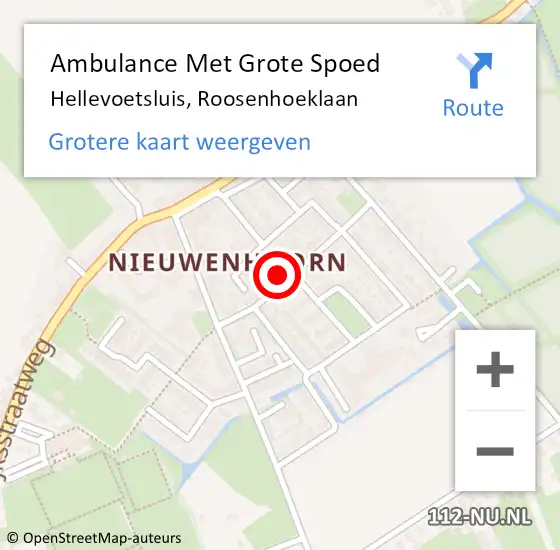 Locatie op kaart van de 112 melding: Ambulance Met Grote Spoed Naar Hellevoetsluis, Roosenhoeklaan op 9 juni 2022 14:19